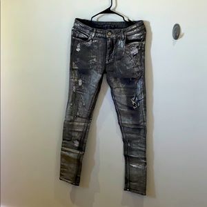Silver Wash Distressed Skinny Jeans
